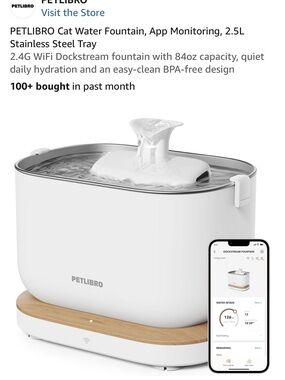 White Smart Cat Water Fountain with App Control